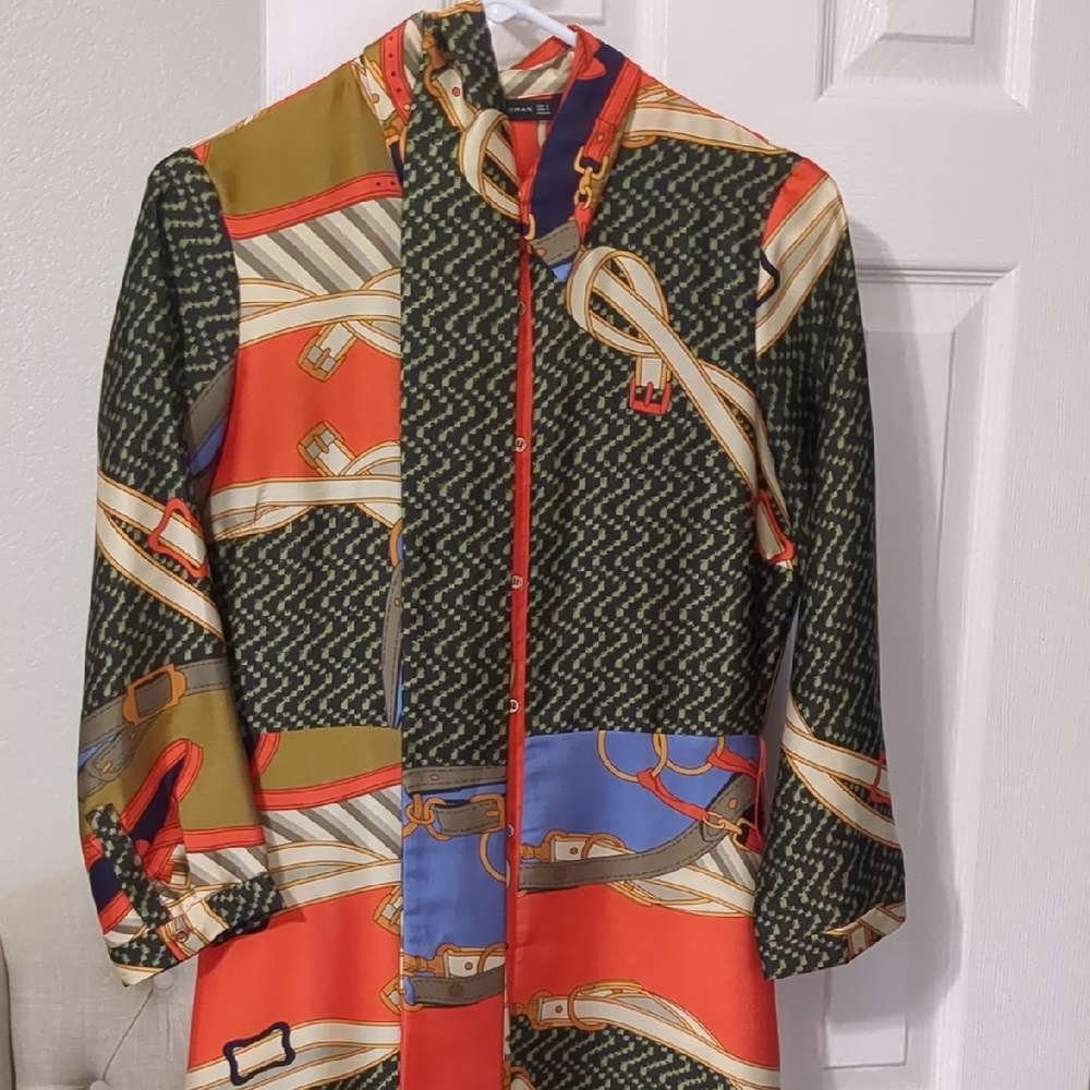 Zara Multicolor Chain Print Blouse